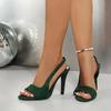 Designer Backless Nude Patent Leather Thin High Heel Sandals Open Toe Women Dress Pump Stiletto Heels Women's Shoes Solid Color
