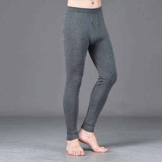 Men Winter Long Johns Great Elasticity Soft Pure Color High Waist Thick Warm Open Crotch Slim Fit Skinny Casual Plus Size Ankle Banded Length