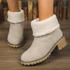 Women Boots Fashion New Casual Boots Comfortable Warm Square Autumn and Winter Shoes Round Toe Solid Fashion Women Ankle Boots