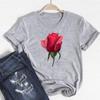 (Asian Size)Flower Trend Tee Top Fashion T Shirt Clothing 90s Style Lovely Casual Short Sleeve Women Print Lady Female Graphic T-shirt
