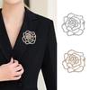 Korean Style Suit Collar Pin Full Rhinestone Rhinestone Brooch Hollow Camellia Brooch  Decoration