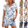 Женская модная повседневная футболка с короткими рукавами и цветочным принтом, рубашка, темпераментная рубашка, топ с V-образным вырезом