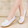 New Spring and Summer Large-size Hollow Shallow-mouth Leather Bean Shoes for Women Flat-soled Casual Large-size Mother Shoes Nurse Shoes