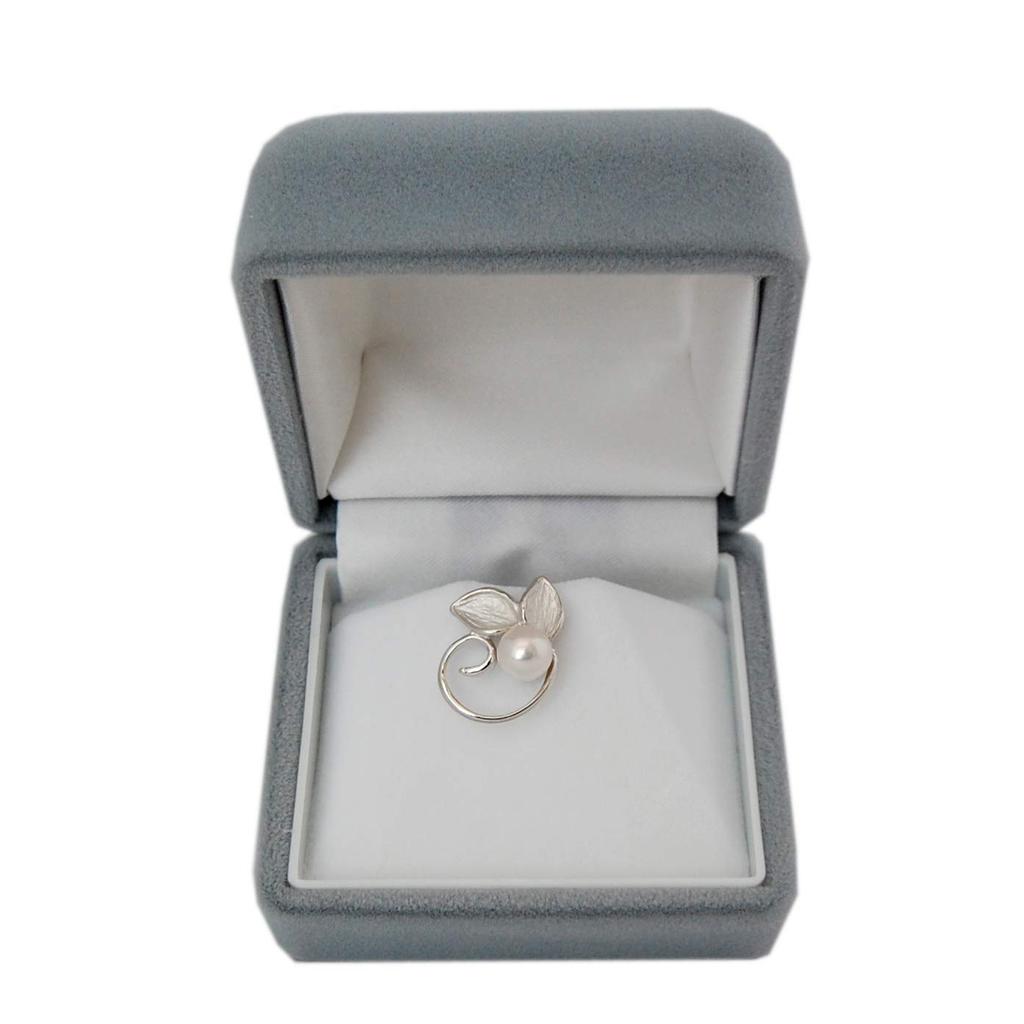 Akoya Pearl Pin Brooch Leaf Design SILVER Tuck Brooch Pearl Brooch [enyapearl]