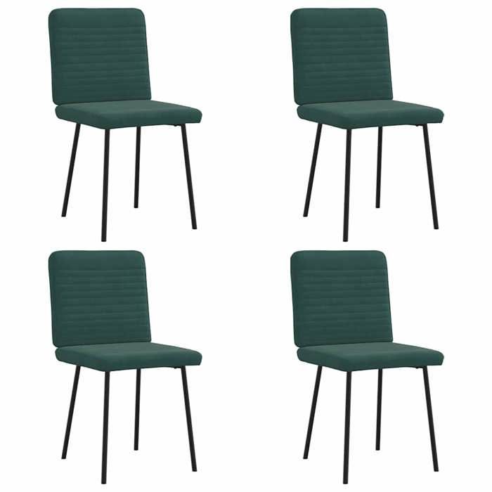 VidaXL Dining Chairs Set of 4 Dark Green Velvet 3315235