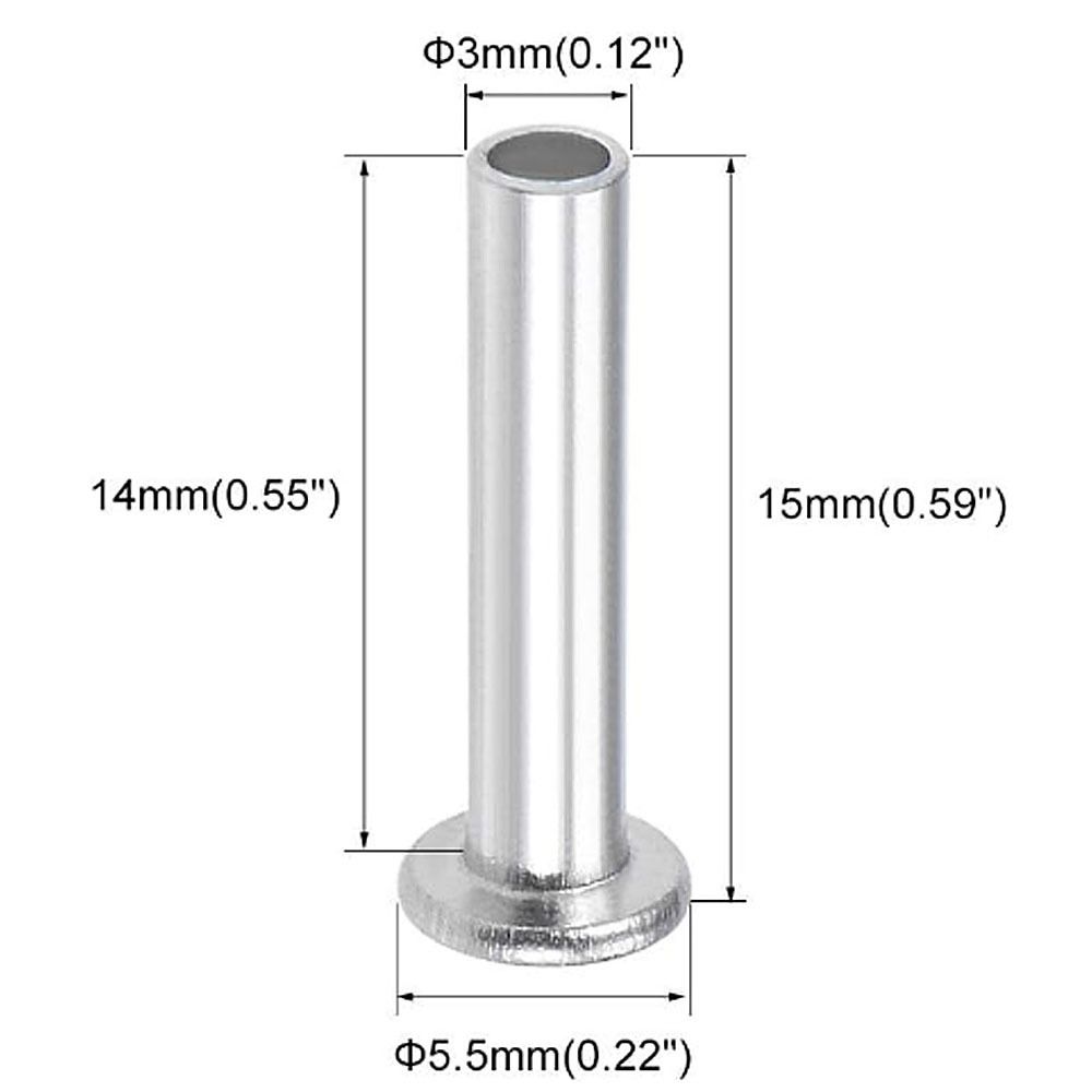 100Pcs M2 M2.5 M3 Aluminum Flat Truss Head Silver Tone Semi-hollow Bolts Half Semi-Tubular Rivets