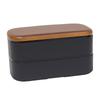 Mies Wood Grain Square Bento Black 73505 (MIYS) Men's