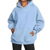 Women's Solid Color Fleece Hooded Sweatshirt - Autumn/Winter, Long Sleeve, Street Hip-Hop Style, Loose Fit, with Pockets.