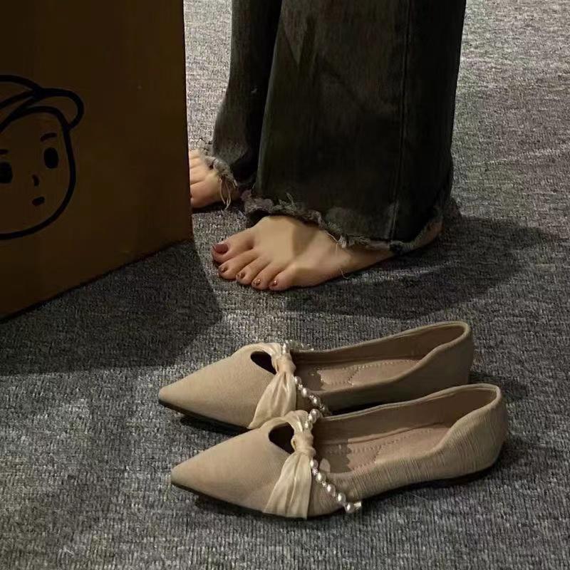 Fashion Pointed Single Shoes Women's Black Shallow Mouth Flat Shoes 2024 New Spring and Autumn Temperament Soft Sole  Womens Shoes