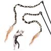 Cat Tease Stick Toys Leopard Stripes Soft Chicken Feather for Pet Interactive Toy Gift
