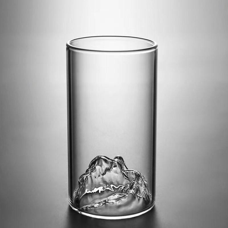 2 Pcs High Borosilicate Glass Green Tea Cup Creative Transparent Japanese Tibetan Mountain Glass Cup with Handle Thickened Drinking Cup