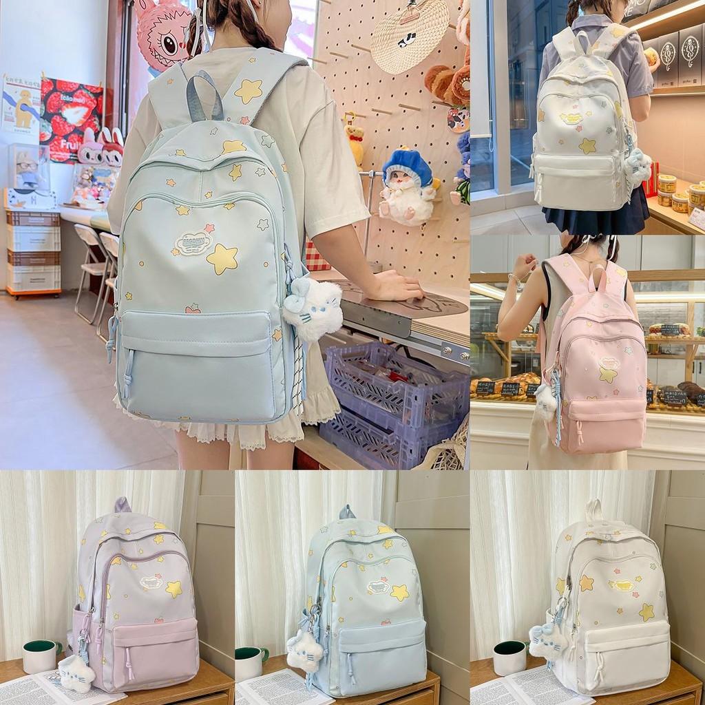 Star Printed Lightweight Casual Backpack With Nylon Material For Teens Daily Use