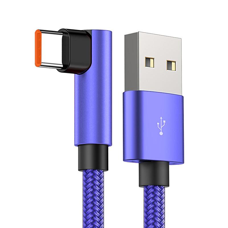 66W Type-C Data Cable for Huawei Mate40, Vivo, Xiaomi - Elbow Design, Super Fast Charging