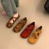 Shallow Single Shoes for Women In Spring and Autumn 2025 New French Retro Daily Red Single Shoes Flat-soled Soft-soled Doudou Shoes for Women