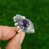 Натуральный шевронный аметист Кольцо-цветок обещания Регулируемое серебро 925 пробы Для девочек