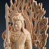 Buddha Statue Fudo Myoo Fudo Buddhist Altar Buddha Statue Wood Carving Cypress Wooden Inches Rock Pedestal Flame Halo Year of the Rooster Protective