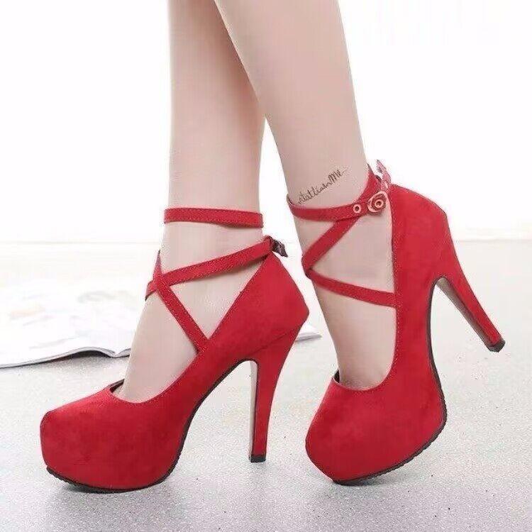 Fashion 2024Sexy Classic High Heels Women's Sandals Summer Shoes Ladies Strappy Pumps Platform Heels Woman Ankle Strap Shoes