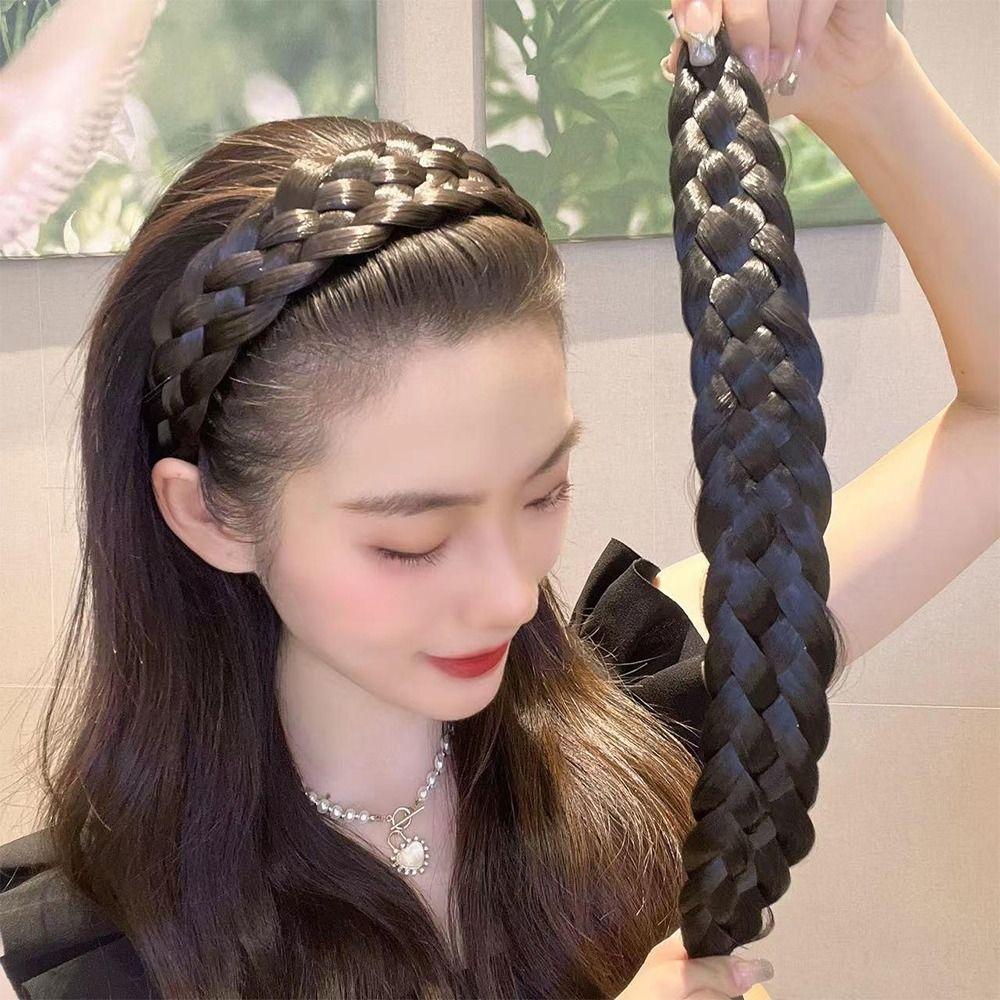 Hot Thickened Wide Braid Wig Braid Headband Hair Hoop Wide-Brimmed Hair Hoop Wig Hairband