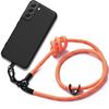 Protective Case - BOOLING - for Samsung Galaxy S22+ - Black Silicone - Removable Orange Lanyard - Shockproof