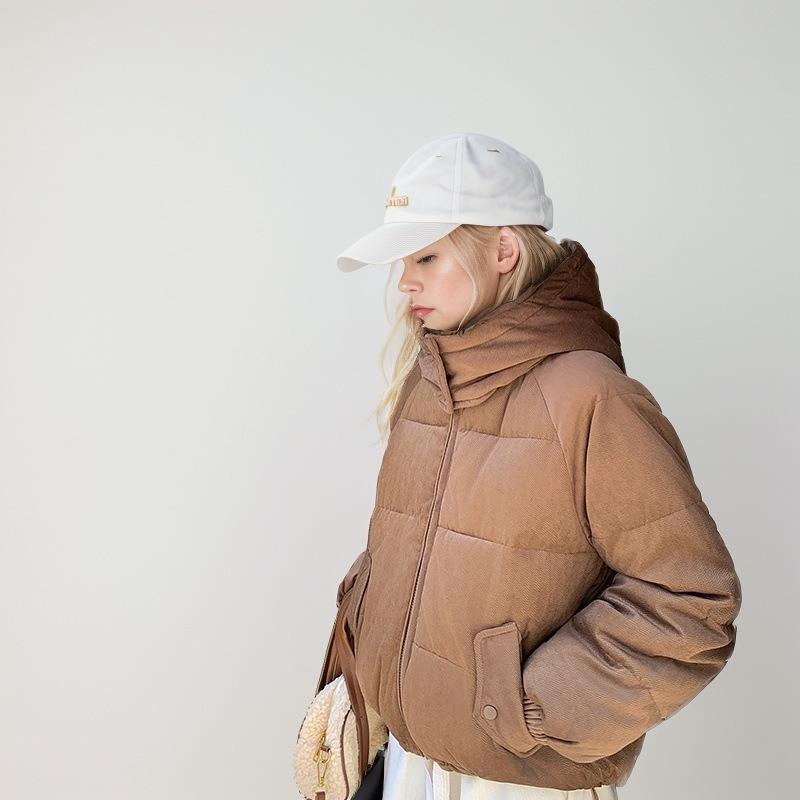 GMXIA Women's Vintage Casual Solid Color Print Autumn Winter Long Sleeve Stand Up Jackets & Coats