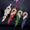 WWJ High Quality Zircon Bridal Long Red Green Drop Earrings Jewelry for Women
