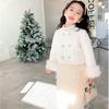 Girls' Winter Elegant Thickened Set: Fleece Coat + Pencil Skirt Set