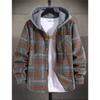 Men's Plaid Long Sleeve Hooded Jacket, Warm Fashion Casual Fall Coat