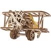UGEARS Mini-Biplane 3D Wooden Puzzle - Mechanical Model Airplane Kit for Adults