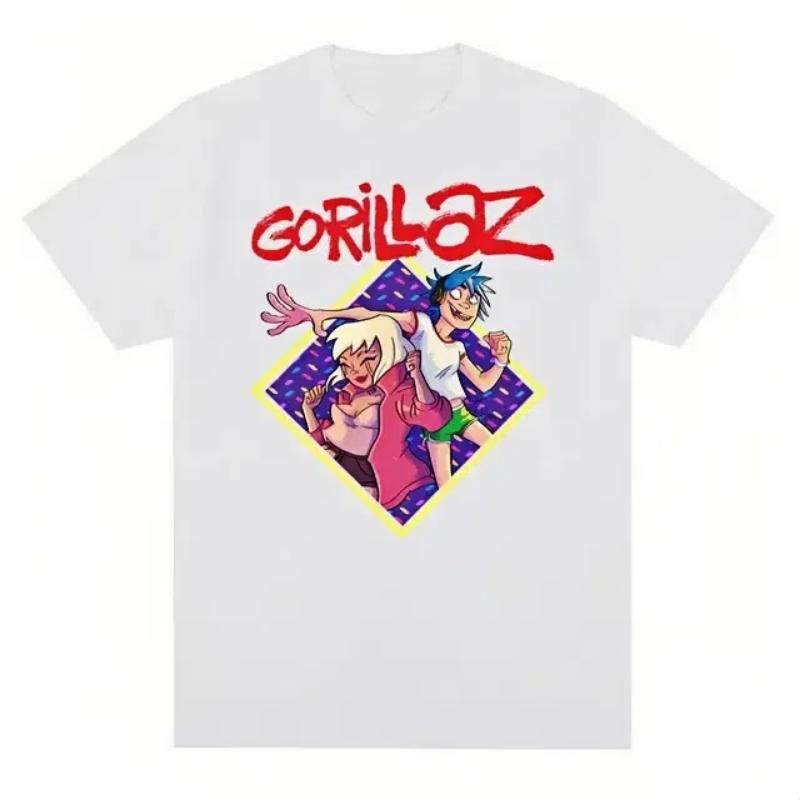 Music Band Gorillazs Punk Rock Print T Shirt 90s Casual Fashion Short Sleeve Plus Size T Shirt Unisex