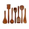 Wooden Serving and Cooking Spoons Wood Brown Spoons Kitchen Utensil Set of 7
