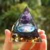 Natural Energy Healing Stone Crystal Orgonite Energy Pyramid Sculpture Symbolize Lucky Gather Home Office Decor Ornaments Gifts