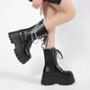Platform Thick Gothic Boots Lady Buckle Autumn Shoes Women Wedges Knee High Boots Punk Street Cosplay Botas Motorcycle Chain