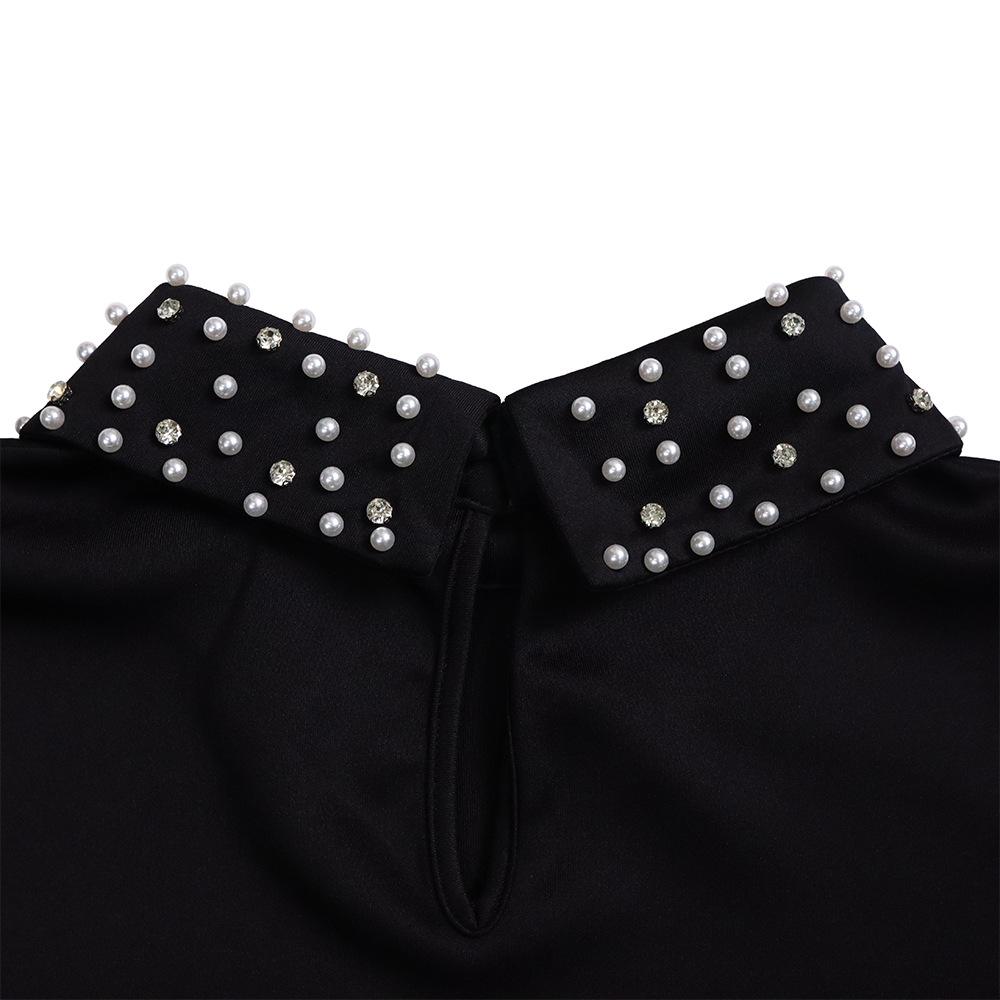 Spring and Autumn Women's Dress Plus Size Temperament Mesh Splicing Beading Loose Dresses