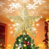 3D Glitter Projection Christmas Tree Toppers Snowflake Stars Party Decor New Xmas Tree Lighting