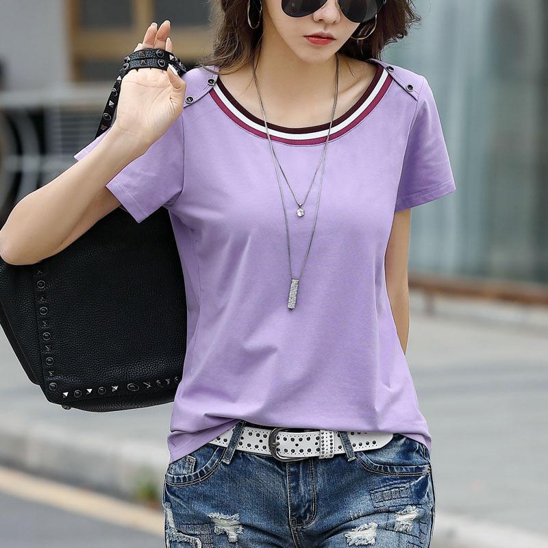 Женские летние свободные футболки, корейские женские повседневные топы с короткими рукавами и круглым вырезом, женские лоскутные тонкие футболки