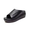 Fashion 2024 Summer New Fashion Solid Color Open Toe Women Slippers Wearing Thick Sole Slope Heel Comfortable Women's Shoes Outside