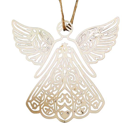 Wooden Angel Christmas Ornaments Rustic Angel Hanging Ornament with Hollow Design