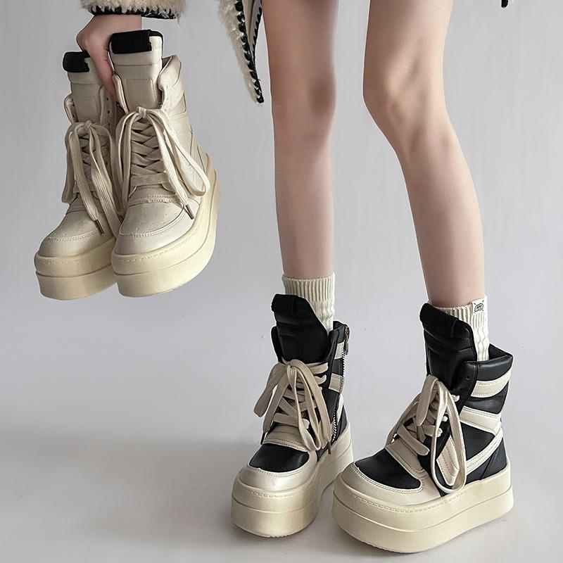 Fashion Shoes for Women Women's Ankle Boots Trendy Retro High-top Women's Shoes Fashion Casual Chunky Platform Luxury Designer Sneakers