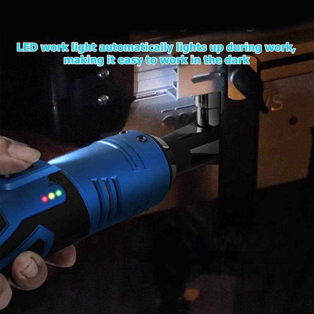 18V  3/8" 100N.m Electric Wrench Cordless Ratchet Rechargeable Scaffolding Right Angle Wrench with  2 Battery Charger Power Tool 18V