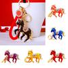 Keychain Pendant Double-Sided Rhinestone Chinese Zodiac Fortune-Attracting Horse Key Chain Metal Handbag Charm
