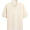 Solid Color Comfortable Loose Casual Polo Shirt Men Tops Beige 0722432-710