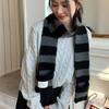 Black White Stripe Wool Knitted Scarf Women Winter Korean Thick Warm Y2k Scarf Fashion Harajuku Knitted Scarf Christmas Gift