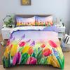 Luxury Bedding Set 3D Print Tulip Rose Print Duvet Cover Set Quilt Cover King Queen Size For Wedding Polyester Comforter Cover