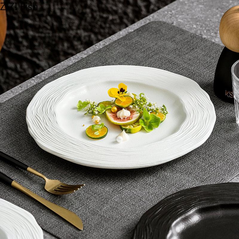Ceramic Dining Plate Creative Salad Plate Minimalist Western Style Steak Plate Modern Home Kitchen Solid Color Tableware