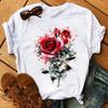 Women T -Shirt Short -Sleeved Rose Dandelion Print Flower Tops Summer Casual Ladies Harajuku Plus Size Graphic Woman T Shirt