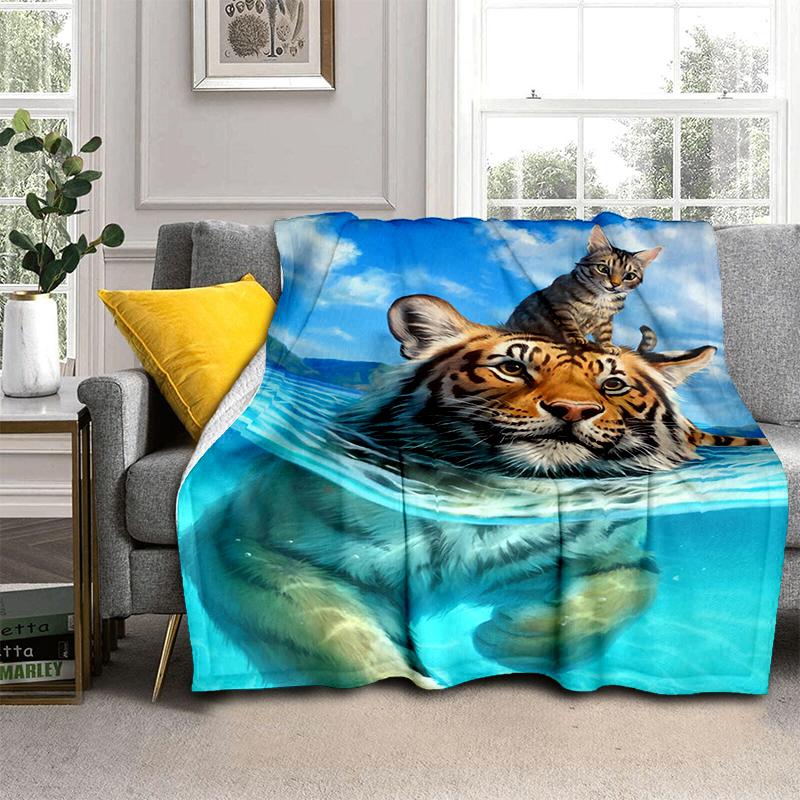 Большой чехол для дивана-кровати с 3D принтом тигра, мягкое и волосатое одеяло, плед, мягкие теплые фланелевые одеяла, подарок для фанатов