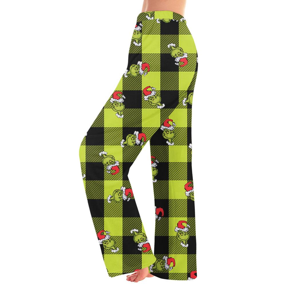 Women Autumn Winter Pants Full Length Long Trousers Flannel Christmas Printed Pants