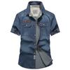 Summer Men's Short Sleeved Denim Shirt Loose Casual Denim Shirt