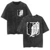 Anime Washed T Shirts Attack On Titan Graphic Short Sleeve Breathable Double-Sided Printing Vintage Streetwear T Shirts