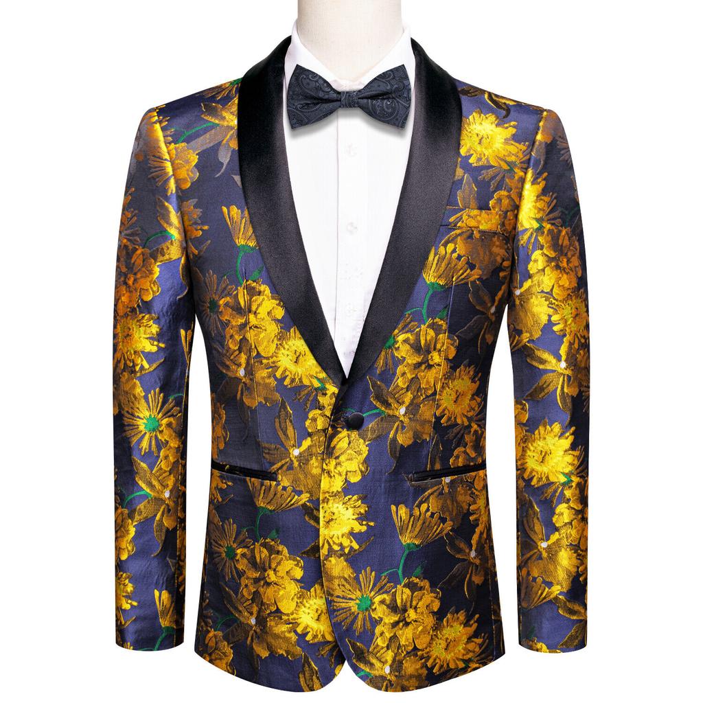 Mens Floral Tuxedo Dinner Jacket Regular Fit Shawl Lapel Paisley Prom Party Suit